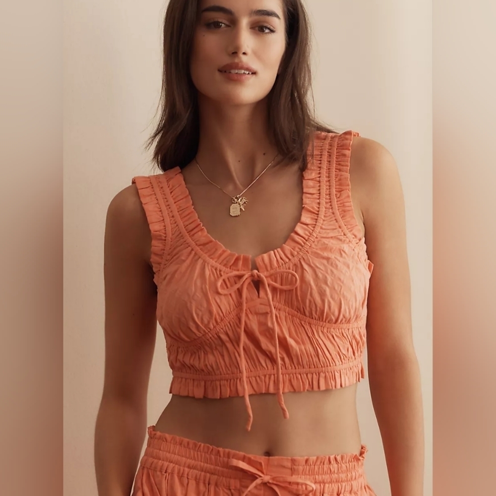 Anthropologie Ruched Scoop Neck Tank Medium EUC